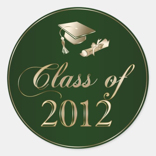 Klasse van 2012 Afstuderen Pet & Diploma Seals Ronde Sticker (Voorkant)