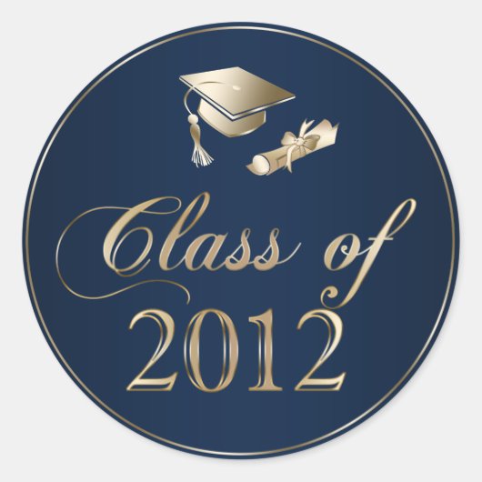 Klasse van 2012 Afstuderen Pet & Diploma Seals Ronde Sticker (Voorkant)