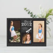 Klasse van 2012 Black Damask Afstuderen Invitation Kaart (Staand voorkant)