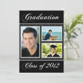 Klasse van 2012 Black Striped Afstuderen 3 Photo Kaart (Staand voorkant)