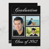 Klasse van 2012 Black Striped Afstuderen 3 Photo Kaart (Voorkant / Achterkant)