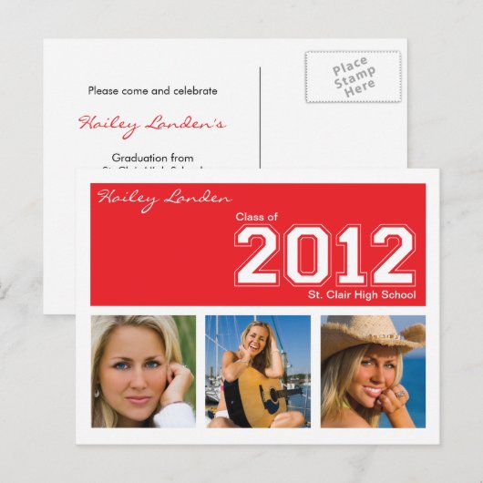 Klasse van 2012 Graduation Invitation Briefkaart | (Voorkant / Achterkant)