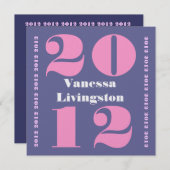 Klasse van 2012 Graduation Paars Pink Square Ver.  Kaart (Voorkant / Achterkant)