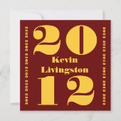 Klasse van 2012 Graduation Red Gold Square Invite Kaart (Voorkant)