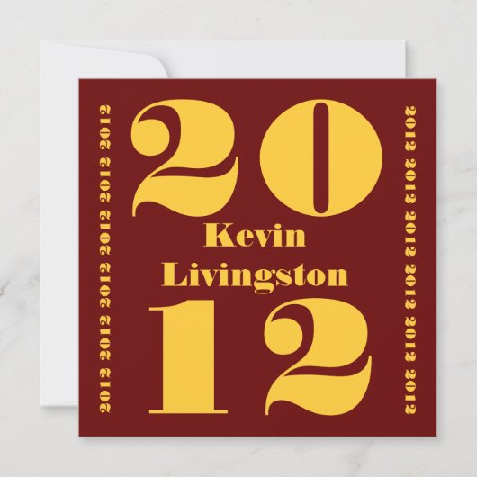 Klasse van 2012 Graduation Red Gold Square Invite Kaart (Voorkant)