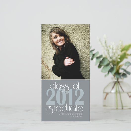 Klasse van 2012 High School Afstuderen Photo Card Aankondiging (Staand voorkant)
