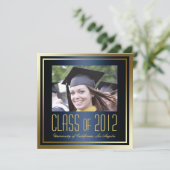 Klasse van 2012, Navy and Gold Afstuderen Invite Kaart (Staand voorkant)