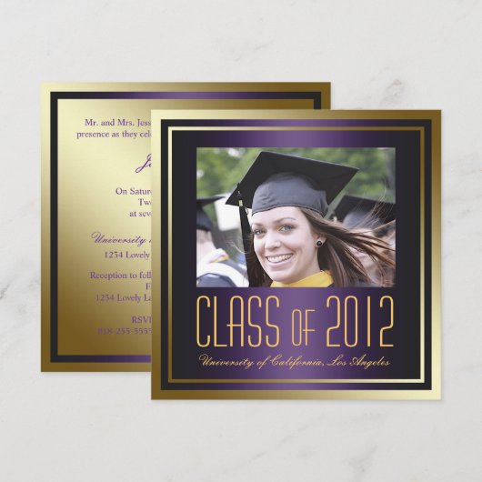 Klasse van 2012, Paars en goudmaaltijd Afstuderen Kaart (Voorkant / Achterkant)