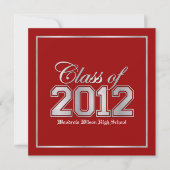 Klasse van 2012 Premium Red/Silver-Afstuderen Kaart (Voorkant)