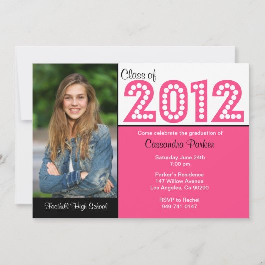 Klasse van 2012 Roze Afstuderen SCROLL voor 2013 Kaart (Voorkant)
