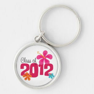 Klasse van 2012 Roze Hibiscus Floral Sleutelhanger
