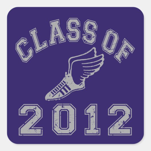 Klasse van 2012 Track & Field Grey 2 Vierkante Sticker (Voorkant)