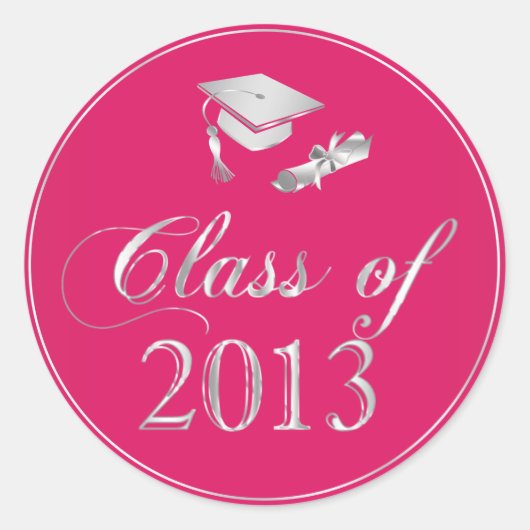 Klasse van 2013 Afstuderen Cap & Diploma Seals Ronde Sticker (Voorkant)