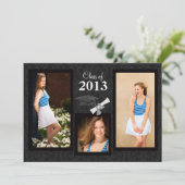 Klasse van 2013 Black Damask Afstuderen Invitation Kaart (Staand voorkant)
