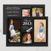 Klasse van 2013 Black Damask Afstuderen Invitation Kaart (Voorkant / Achterkant)