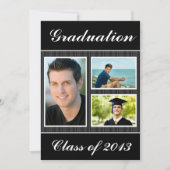 Klasse van 2013 Black Striped Afstuderen 3 Photo Kaart (Voorkant)