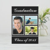 Klasse van 2013 Black Striped Afstuderen 3 Photo Kaart (Staand voorkant)