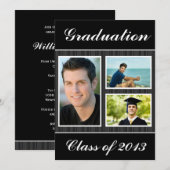Klasse van 2013 Black Striped Afstuderen 3 Photo Kaart (Voorkant / Achterkant)