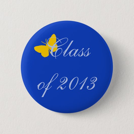 Klasse van 2013 - Blauwe en goudvlinder Ronde Button 5,7 Cm (Voorkant)