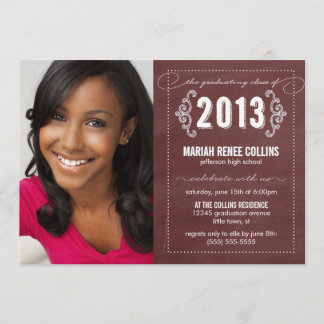 Klasse van 2013 Chalkboard Afstuderen Photo Invite Kaart
