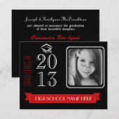 Klasse van 2013 Foto's met rood en zwart Afstudeer Kaart (Voorkant / Achterkant)
