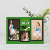 Klasse van 2013 Green Damask Afstuderen Invitation Kaart (Staand voorkant)