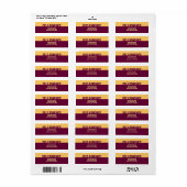 Klasse van 2013 of ELK JAAR Afstuderen Gold Maroon Etiket (Full Sheet)