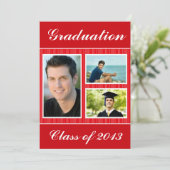 Klasse van 2013 Rood, gestreept Afstuderen 3 Foto Kaart (Staand voorkant)