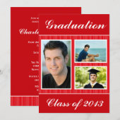 Klasse van 2013 Rood, gestreept Afstuderen 3 Foto Kaart (Voorkant / Achterkant)