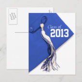 Klasse van 2013 Royal Blue Pet Afstuderen Briefkaa Aankondigingskaart (Voorkant / Achterkant)