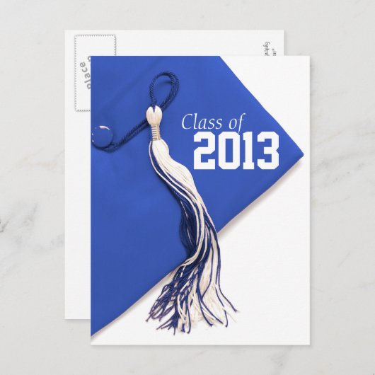 Klasse van 2013 Royal Blue Pet Afstuderen Briefkaa Aankondigingskaart (Voorkant / Achterkant)