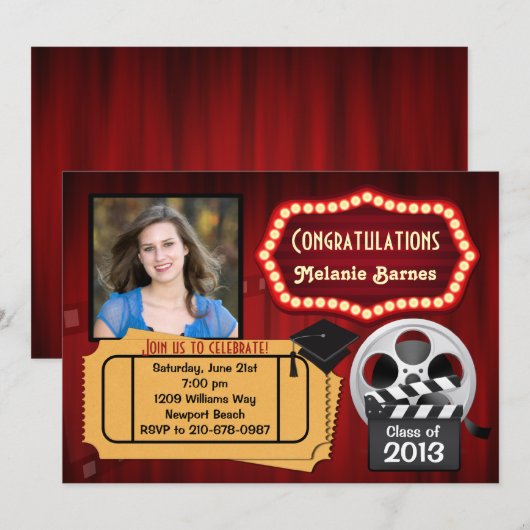 Klasse van 2013 Uitnodiging tot Afstuderen theater (Voorkant / Achterkant)