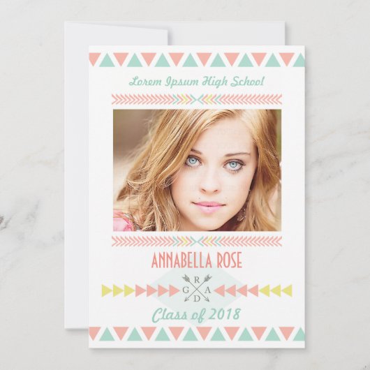 Klasse van 2014 Aztec Tribal Photo Graduation Part Kaart (Voorkant)