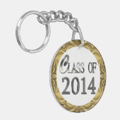 Klasse van 2014 en elke naam Silver & Gold Sleutel Sleutelhanger (Voorkant Links)