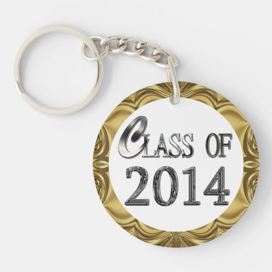 Klasse van 2014 en elke naam Silver & Gold Sleutel Sleutelhanger (Voorkant)