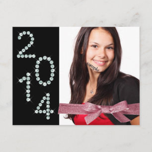 Klasse van 2014 Girl Afstudeerder Bling Pink Ribbo Kaart