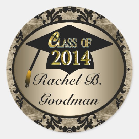 Klasse van 2014 gouden Afstuderen Stickers (Voorkant)