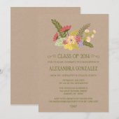 Klasse van 2014 kraft florale bons kaart (Voorkant / Achterkant)