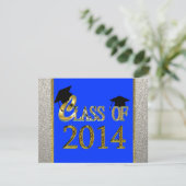 Klasse van 2014 Royal Blue Graduation Invitations Kaart (Staand voorkant)