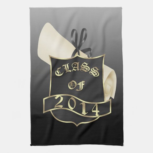 Klasse van 2014 Schild en diploma Theedoek (Verticaal)