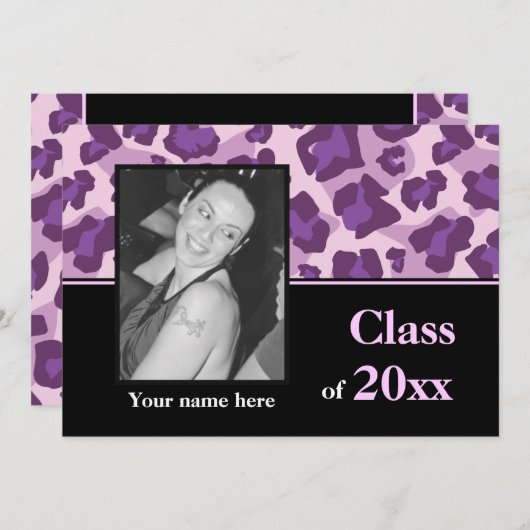 Klasse van 2015 afstuderen luipaard foto kaart (Voorkant / Achterkant)