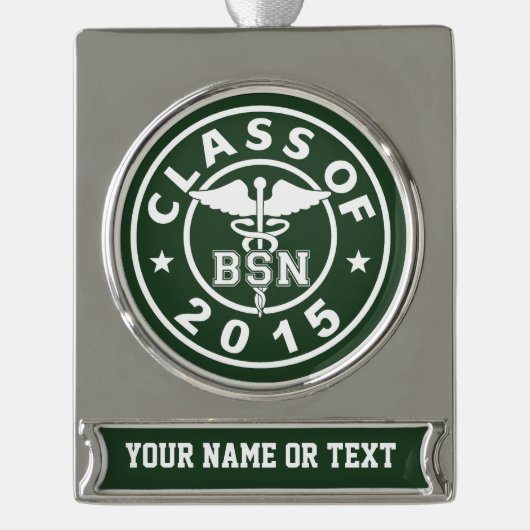 Klasse van 2015 BSN Verzilverd Banner Ornament (Voorkant)