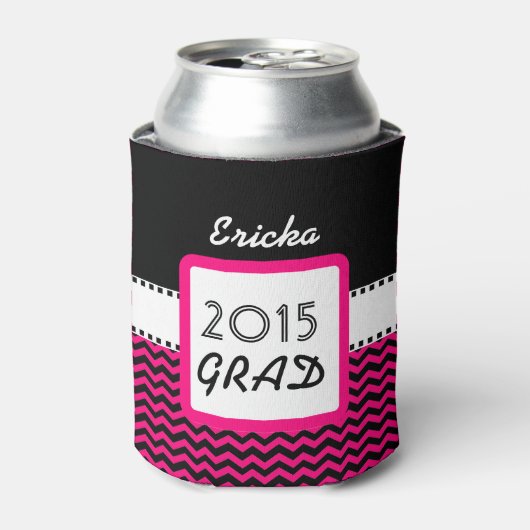 Klasse van 2015 ELK JAAR Custom Naam Roze Chevrons Blikjeskoeler (Blikje Voorkant)