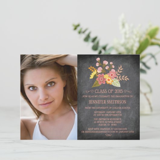 Klasse van 2015 Foto-afstuderen van floreel karton Kaart (Staand voorkant)