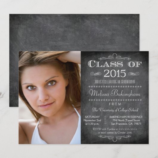 Klasse van 2015 fotograduatie-partij kaart (Voorkant / Achterkant)