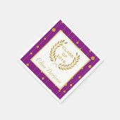 Klasse van 2015 gouden lauwerkrans paarse afstuder servet (Hoek)