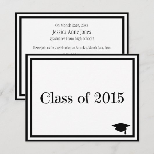 Klasse van 2015 kaart (Voorkant / Achterkant)