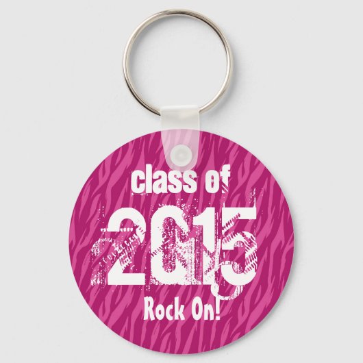 Klasse van 2015 of elk jaar Afstuderen roze Zebra Sleutelhanger (Voorkant)