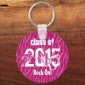 Klasse van 2015 of elk jaar Afstuderen roze Zebra Sleutelhanger (Voorkant)