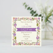 Klasse van 2015 paarse bloemengrens afstuderen kaart (Staand voorkant)